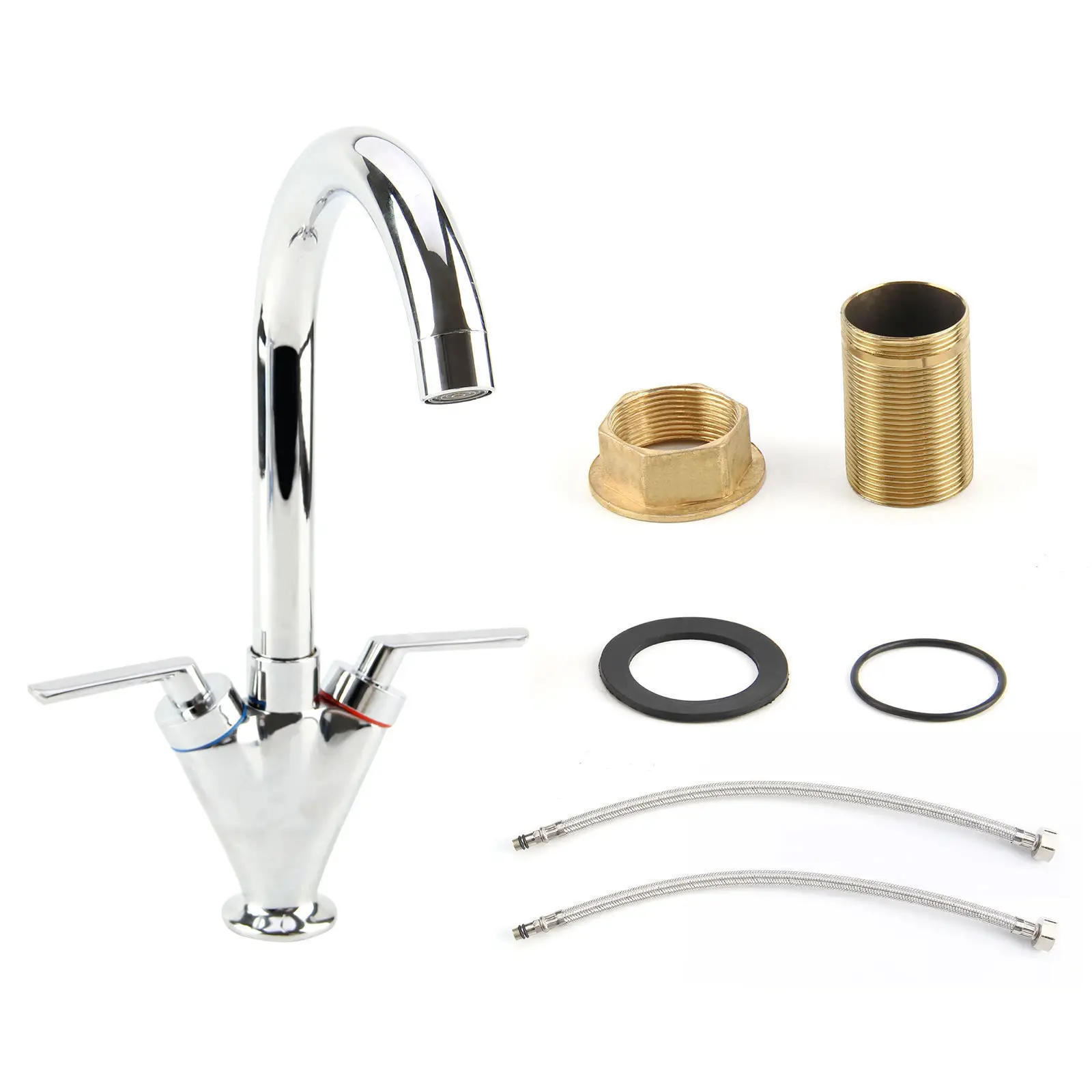 Смесители для кухни с двойной ручкой кран раковины смеситель поворотный на 360