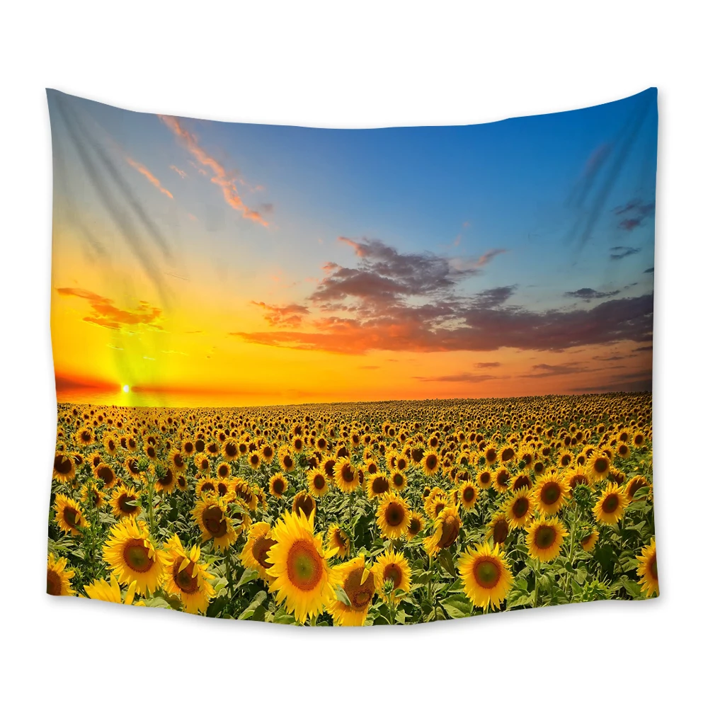 

Sunflower Field Sunset Scenery Tapestry Wall Hanging Tapestries Bedspread Art Decor Blanket Throw Towel Window Curtain Yoga Mat