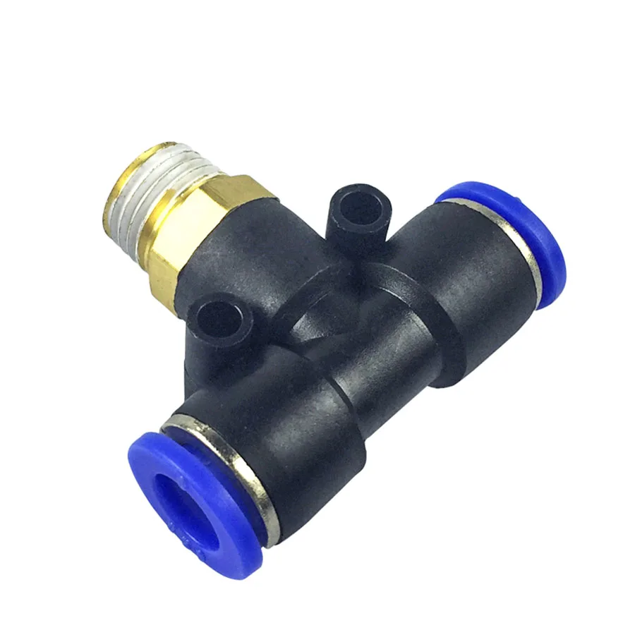Пневматические аксессуары 1/8 &quot1/4" 3/8 &quot1/2" BSP Male x Fit 4/6/8/10/12 мм OD Tube Tee 3 Way Push In Air