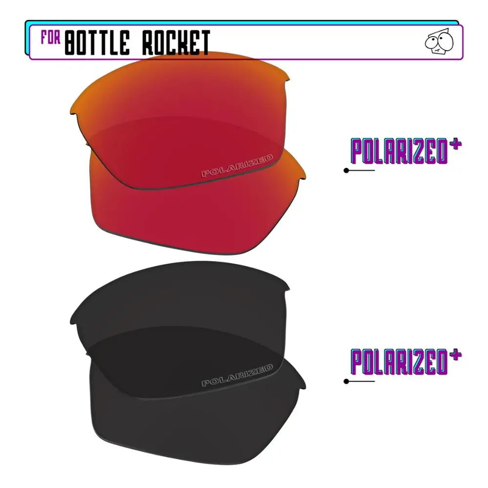 EZReplace Polarized Replacement Lenses for - Oakley Bottle Rocket Sunglasses - BlackPPlus-RedPPlus