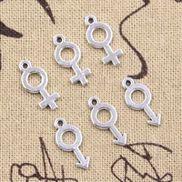 30pcs charms gender male female symbol 17x8mm antique silver color pendants making diy handmade tibetan finding jewelry