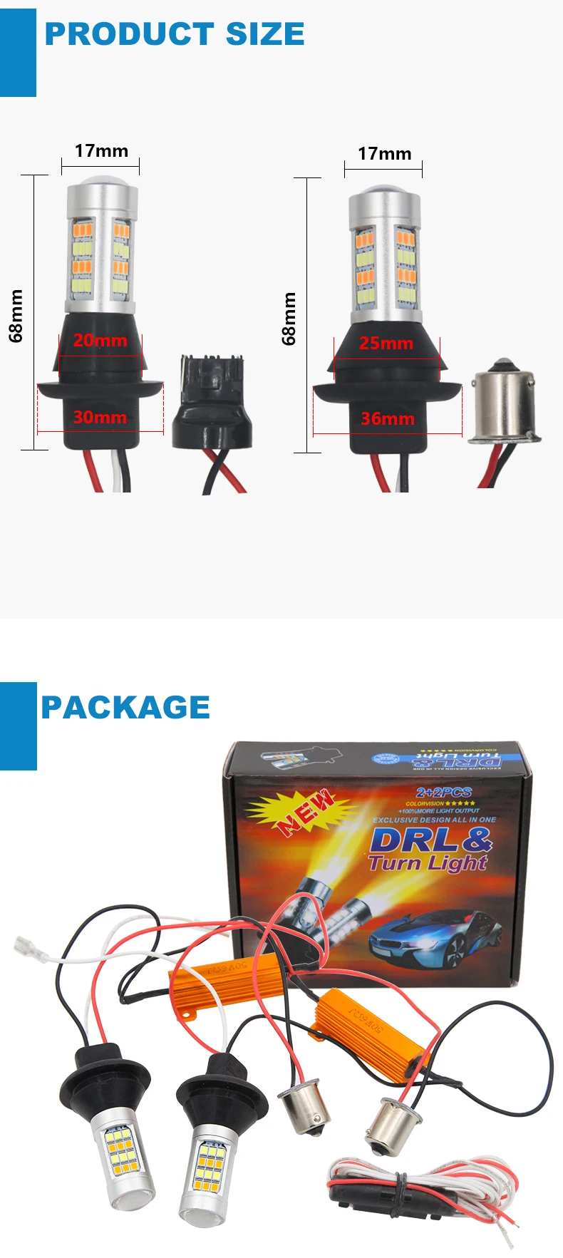 Ba15s BAU15S 1156 p21w s25 42 светодиодный T20 W21W WY21W 7440 светильник дневного светильник+ поворотник двойной режим DRL светодиодный Внешнее освещение