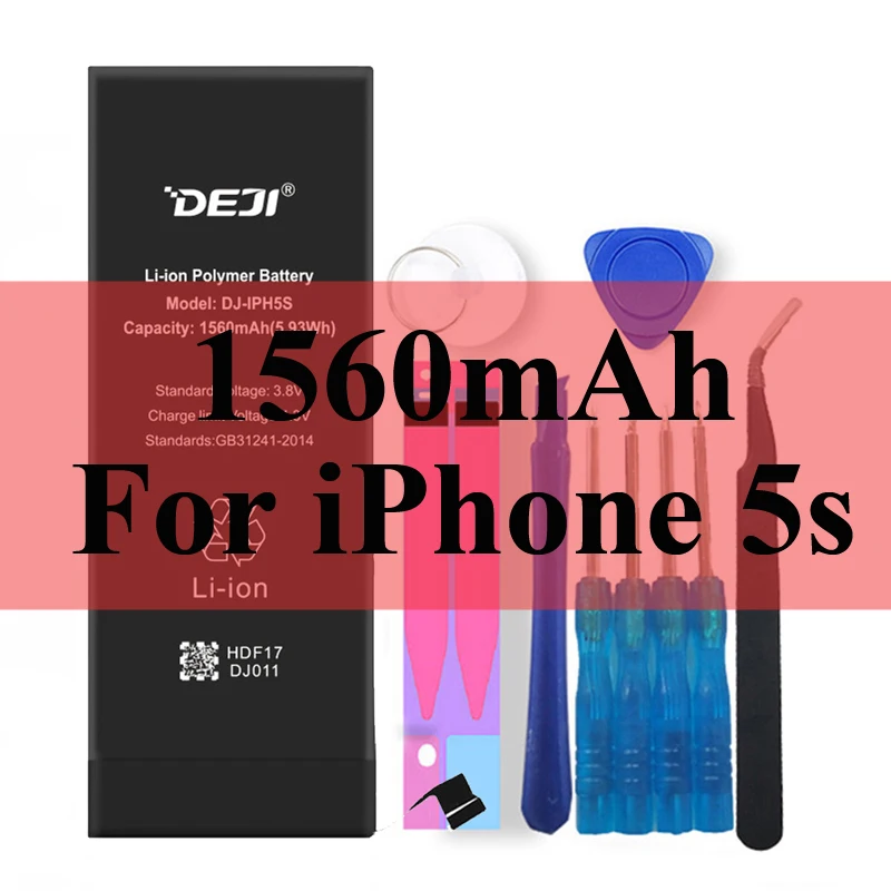 1560mAh For iPhone5s Deji Аккумулятор для Apple iPhone 5S SE 6 6s 7 4s 5 8 X SE 6Plus 6sPlus 8Plus Plus iPhone7 1430mAh-3410mAh сменный литий-полимерный батарея+бесплатный инструмент для Apple iPhone 5s SE 6 6s 7 Мобильный телефон батарея - Цвет: 1560mAh For iPhone5s