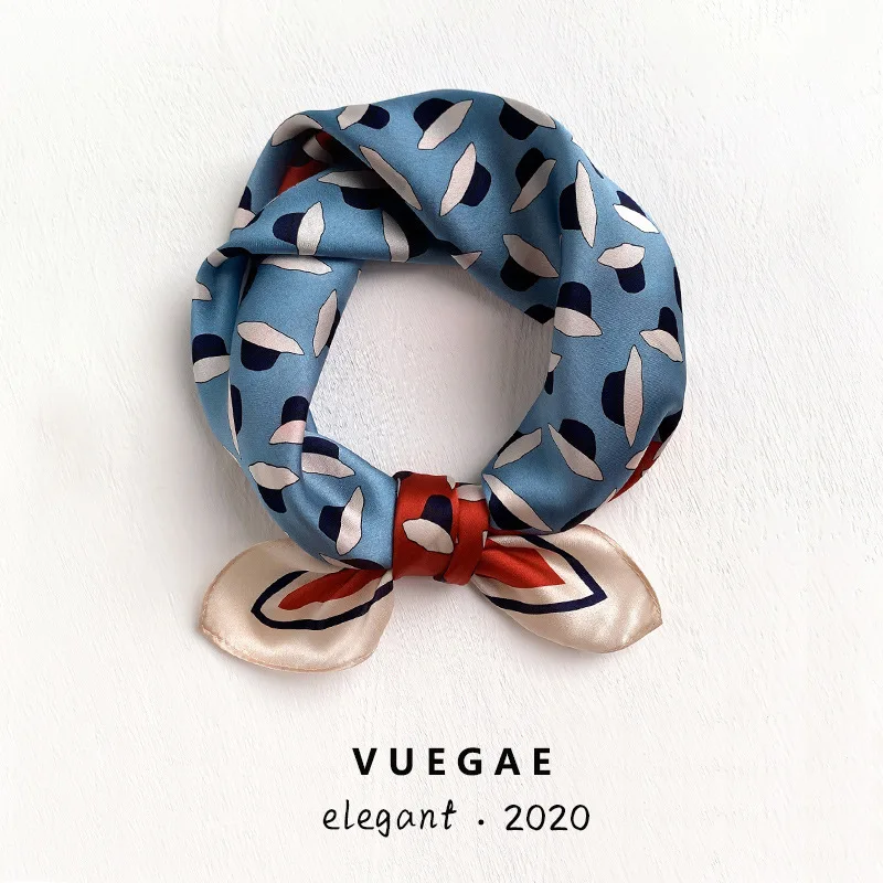 

2021 New Headscarf Print 100% Real Silk Scarf Women Fashion Shawl Neckerchief Female Scarves Bandana Headband Hijab Foulard
