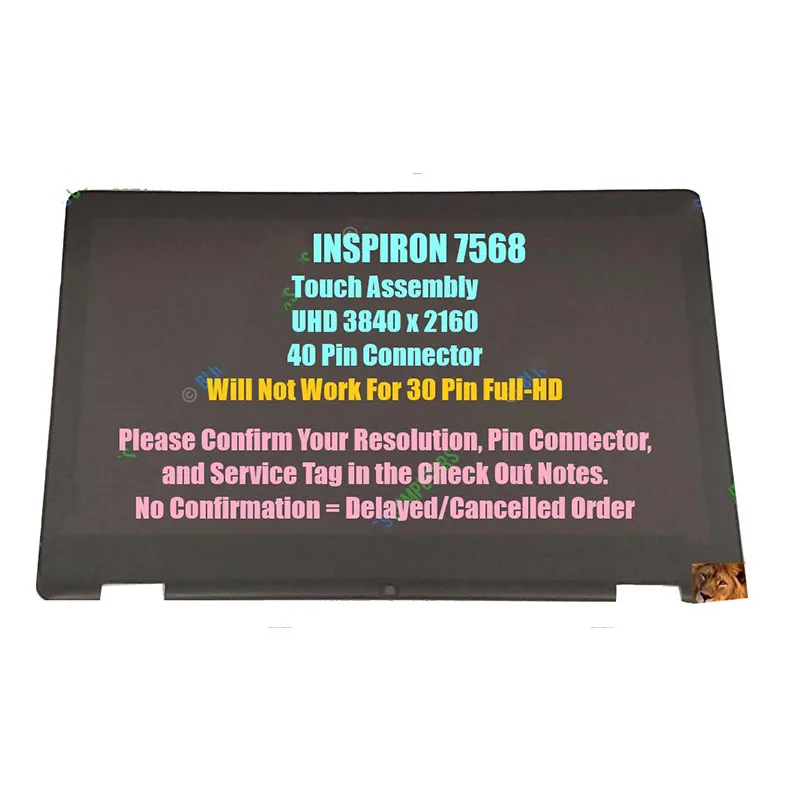 

Сенсорный ЖК-экран для ноутбука DELL INSPIRON 7568 608HX 15,6 разрешение 4k