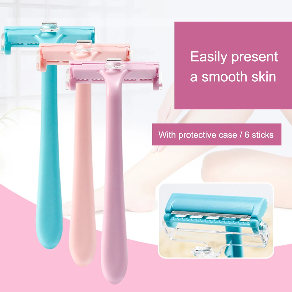 6 шт. портативная Бритва для волос нож бритья лезвия депиляции подмышек ручная
