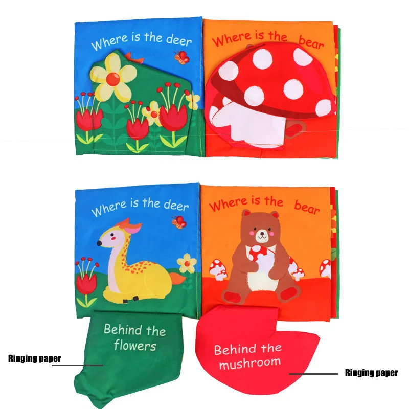 

Baby Cloth Book Cartoon Animal Theme With Ringing Paper Tail Early Education Toys Toddler Kids Enlightenment Puzzle Cloth Book