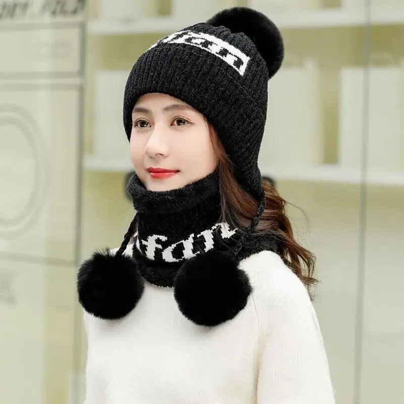 SUOGRY/Модная женская зимняя шапка из синели с тремя шариками Милая ручной работы