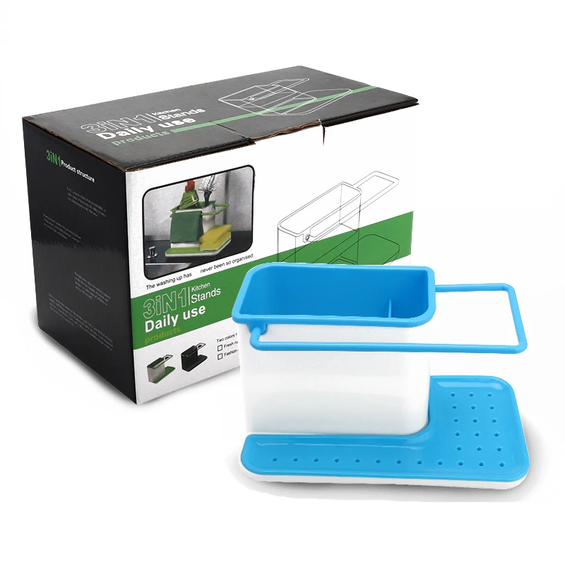 

Kitchen Sponge Drainage Rack Multi-function Dishes From The Drain Slot Storage Rack Tableware Towel Rack Kitchen Cleaning