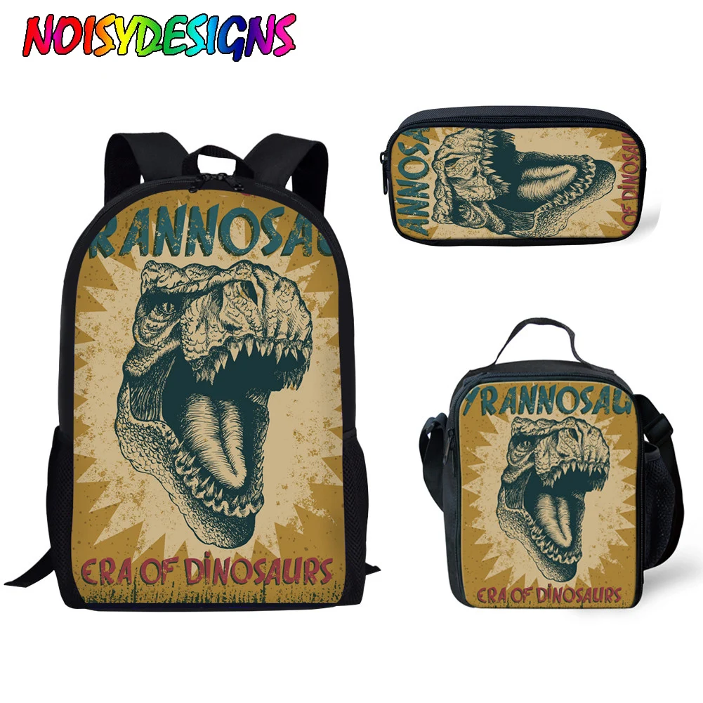NOISYDESIGNS динозавр школьный рюкзак для детей 3 шт./компл. школьные сумки начальной