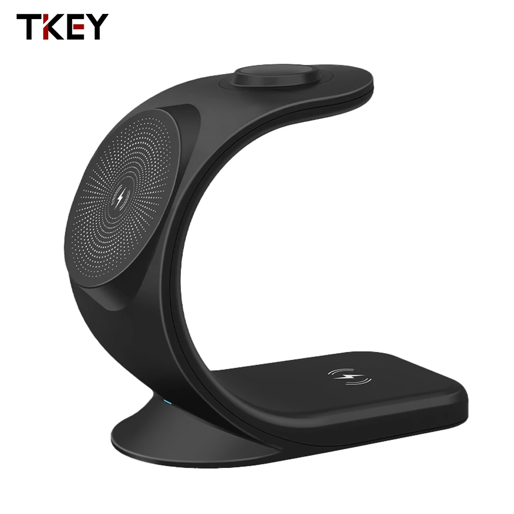

Three in One Magnetic Wireless Charger 15W QI Fast Charge C-shape Desktop Charger For Apple Watch Airpods iPhone Samsung Huawei