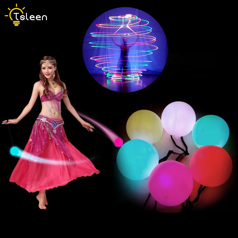 1/2/4Pcs RGB LED POI Colorful Thrown Balls For Professional Belly Dance Level Hand Props Stage Performance Accessories