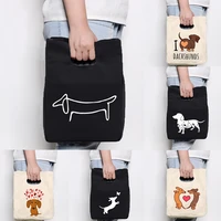 i love dachshund canvas lunch bag thermal insulated portable cooler bags school food storage picnic pouch dog mom life gift