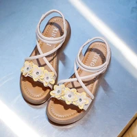 2021 womens fashion flower peep open toed ankle flat heel sandals roman shoes woman beach summer sandals