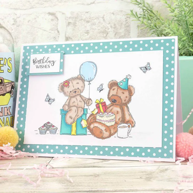 Прозрачные штампы с милыми животными и маленьким медведем для скрапбукинга