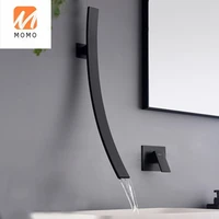 modern chrome waterfall spout wall mount basin faucet single handle mixer tap concealed bathroom sink