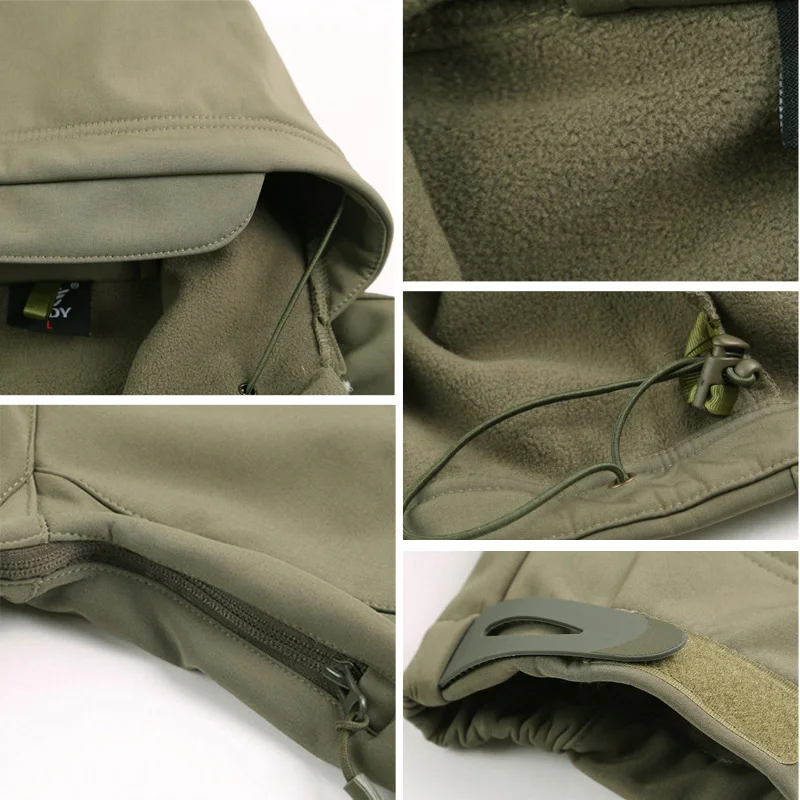

Men Sports Hiking Jacket Camouflage Army Military Soft Shell Tactical Jackets Waterproof Windbreaker Fleece Coat Hunt Clothes