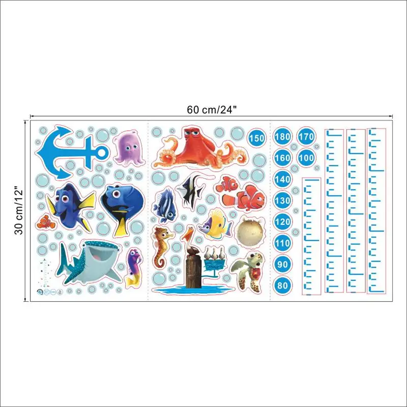 Поиск Немо стикер на стену высота измерительная шкала наклейка для детской