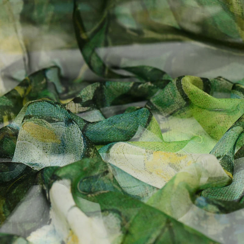 

135cm Qin mulberry green branch light silk yarn fabric silk cloth scarf silk scarf mulberry silk