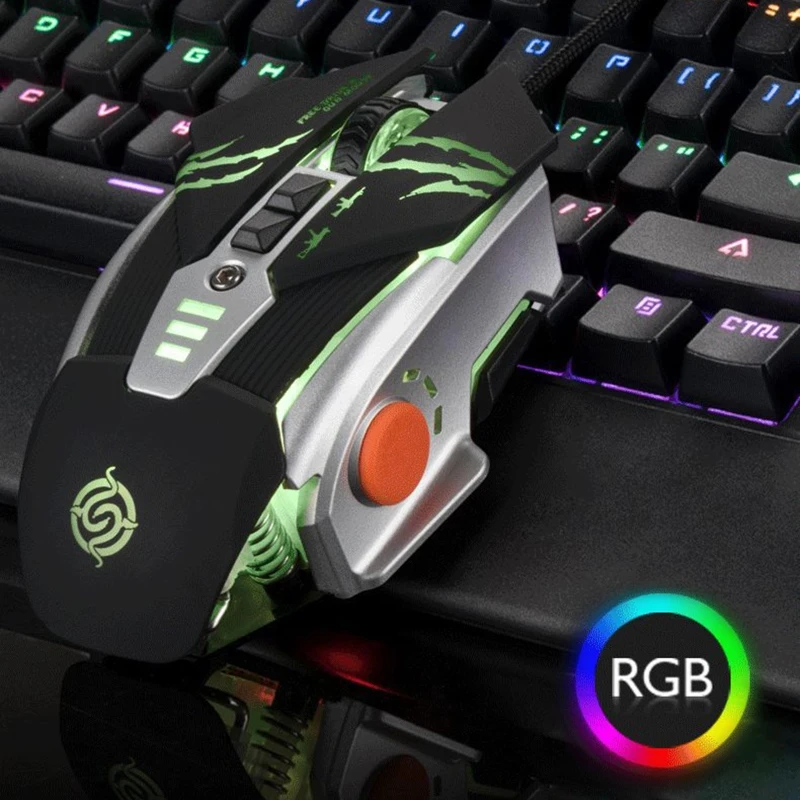 

6 Gear DPI Adjustable Wired Programmable Mechanical Mouse RGB Breathing Light