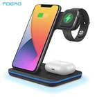 Беспроводное зарядное устройство Qi, 15 Вт, для iPhone 12 11 XS XR X 8 Samsung S21 3 в 1, зарядная станция для Apple Watch SE 6 5 4 3 2 Airpods Pro