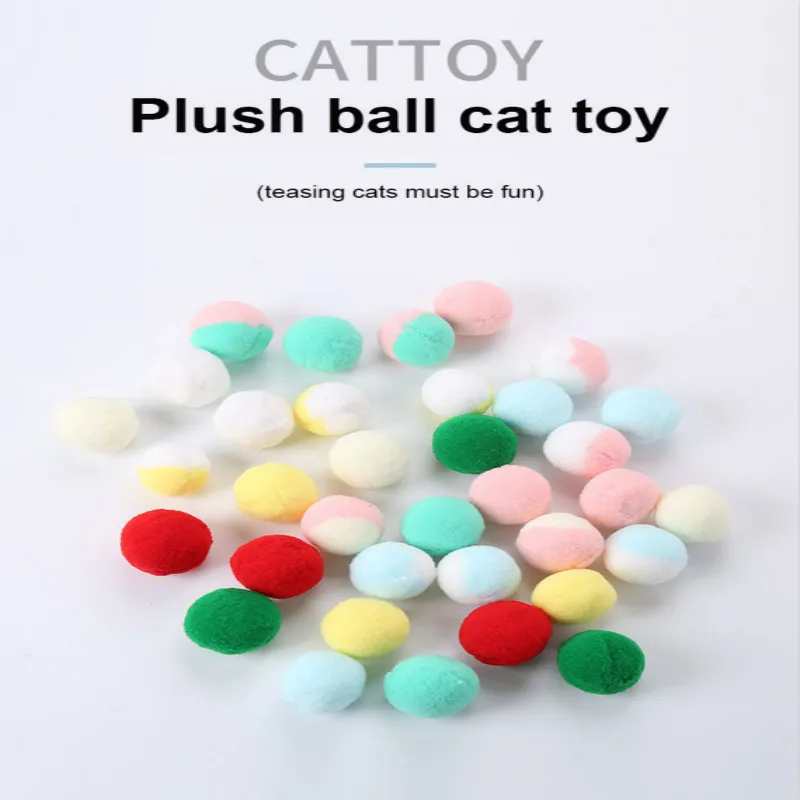 Pet Supplies Cashmere Pompom Kitty Weight Loss Self-excited Toys Funny Cat Ball Christmas Color Solid Double Fight 4.5cm | Дом и сад