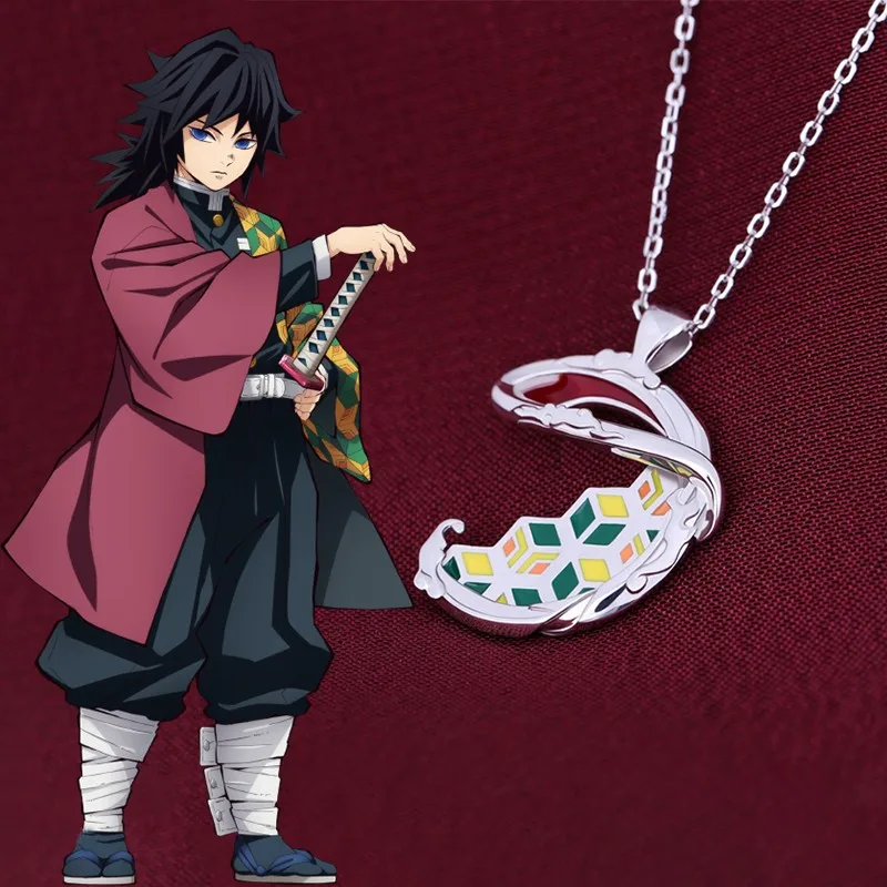 

Anime Demon Slayer Kimetsu no Yaiba Tomioka Giyuu 925 Sterling Silver Sweater Necklace Pendant For Men Cosplay Jewelry Gifts