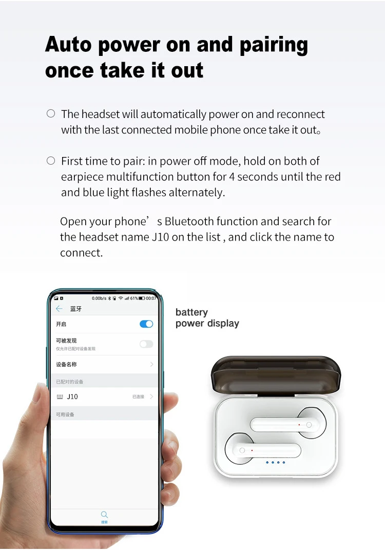 Fineblue TWS V5.0 Bluetooth наушники J10 мини Твин стерео микрофон истинные беспроводные наушники Смарт телефонная гарнитура Спортивная музыка или говорящая