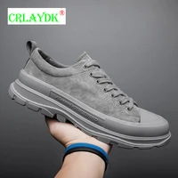 crlaydk 2021 low top mens leather boots sports hiking outdoor walking waterproof shoes non slip loafers male casual moccasins