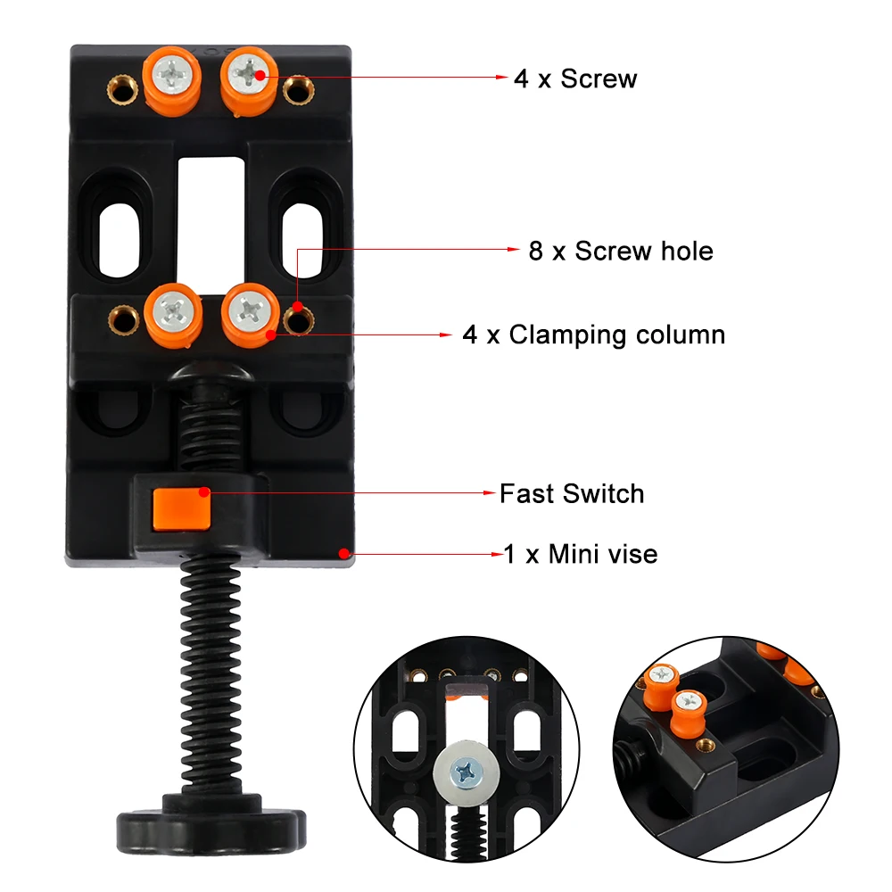 Миниатюрный стол тиски резьбы скамья зажим сверлильный пресс плоский открытия
