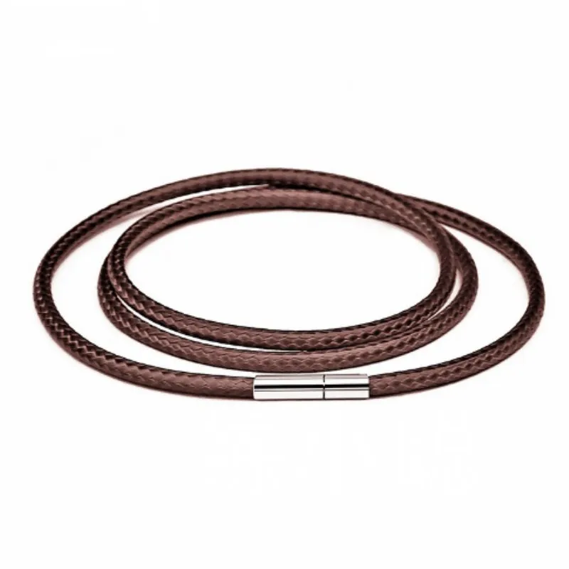 

Necklace Cord 1~3mm stainless steel clasp Pendant rope silver PU braided leather cord necklace for Crystal jewelry making