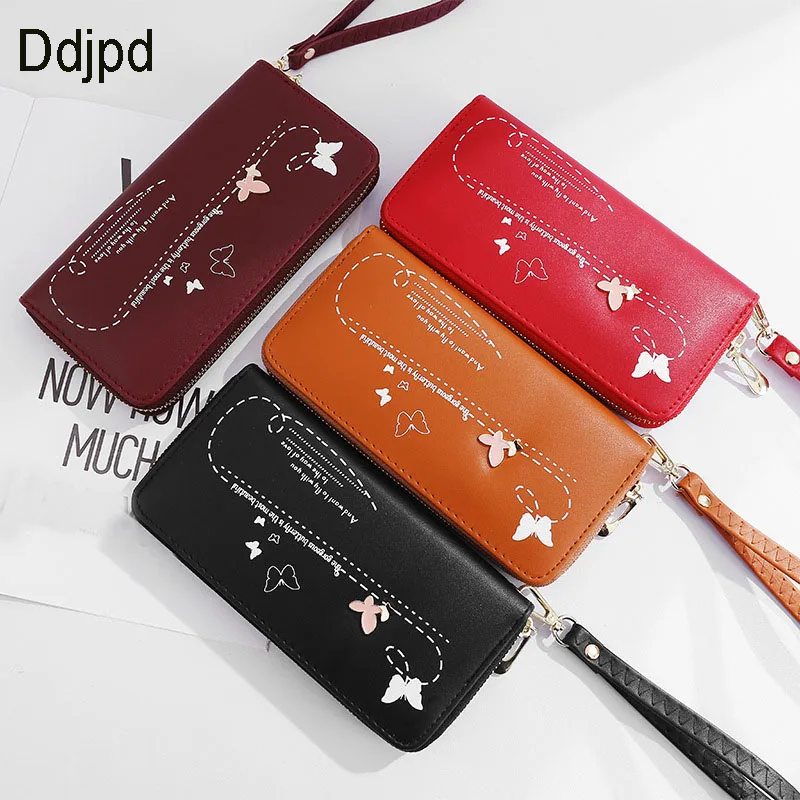 

Ddjpd Fashion Print Long Clutch Bag Ladies Casual Butterfly Decorative Wallet Single Zipper Multifunctional Wrist Bag