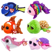 ty beanie boos big eyes fishes turtles marine animals series cute plush toys 6 15 cm soft baby doll boys and girls xmas gifts