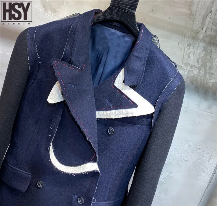 【HSY】2019 осенний зимний костюм куртка Новый женский нишевый дизайн асимметричный