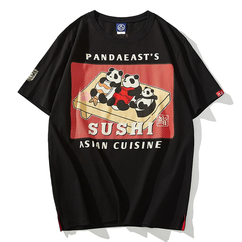 Японская Новая летняя футболка с рисунком панды суши хлопковая короткими
