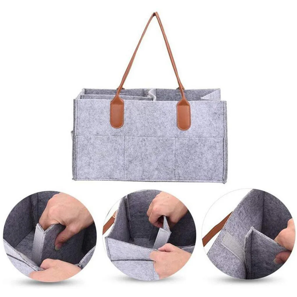 Bolsa de almacenamiento de pa&ntilde;ales de fieltro plegable, bolso multifunci&oacute;n para ropa de ni&ntilde;os, organizador de pa&ntilde;ales de beb&eacute;, 33x22x18cm, alta calidad, 1 unidad-4