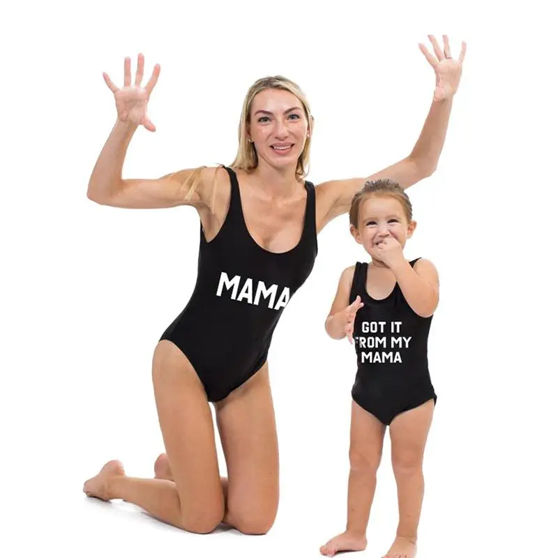 Одежда для мамы и дочки женские бикини сексуальный бандажный Цельный купальник с
