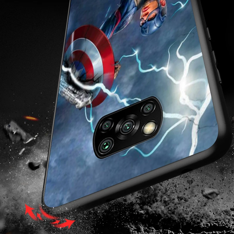 

Marvel Captain America Art For Xiaomi Poco X3 NFC M3 M2 X2 F3 F2 Pro C3 F1 Mi Play Mix 3 A2 A1 6X 5X Black Phone Case Cover