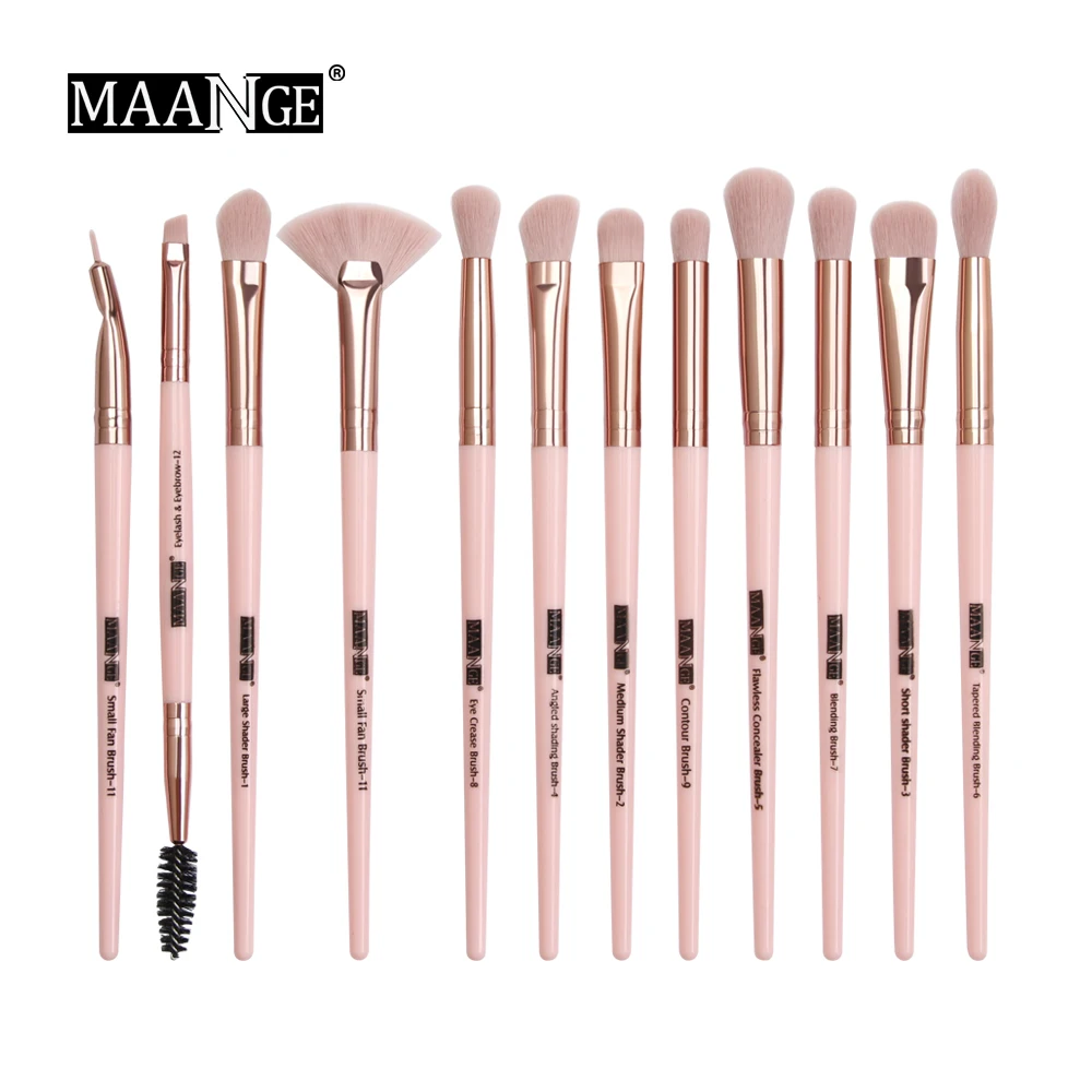 MAANGE новые толстовки с надписью «Make Up щетки 3 состоит из 12 штук, профессиональное смешивание теней для век бровей вентилятор кисти для макияжа Красота набор для макияжа