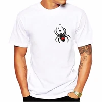 funny black spider with love on its back pocket print t shirt men white tee shirt femme harajuku shirt summer tops t shirt