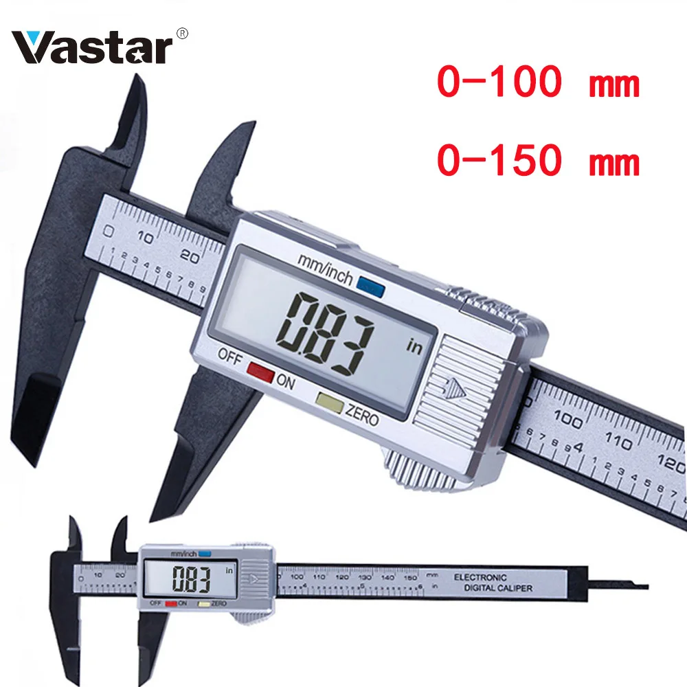 Vastar 150 мм 100 мм 6 дюймов электронный цифровой штангенциркуль из углеродного волокна штангенциркуль Калибр микрометр измерительный инструмент цифровая линейка