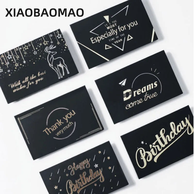 5 set Christmas Festival Bronzing Greeting Card Sulfuric Acid Paper Envelope Set INS Commemorative Blessing Birthday Message Car