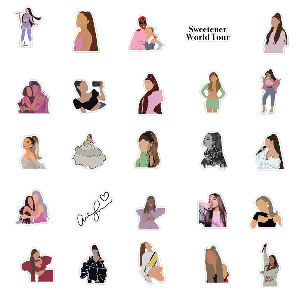 10/30/50 Uds Ariana Grande pegatinas de cantante monopat&iacute;n DIY nevera guitarra viaje motocicleta impermeable pegatina de Graffiti regalo-4