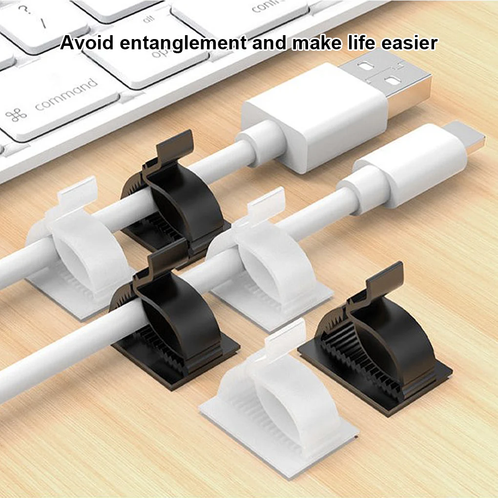 

100pcs Cable Clips Self Adhesive Wire Clamps Plastic Sticky Cord Fixing Holders Organizers Household Cable Clips Storage Clamps