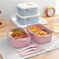 wheat straw children lunchbox reusable food container case cartoon japanese bento box child lunch box for kids microwavable