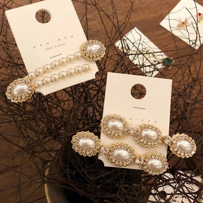 Корейская модная темпераментная знаменитая общественная личность Ветер Большой жемчужный край клип бэнг зажим в форме утиного клюва.