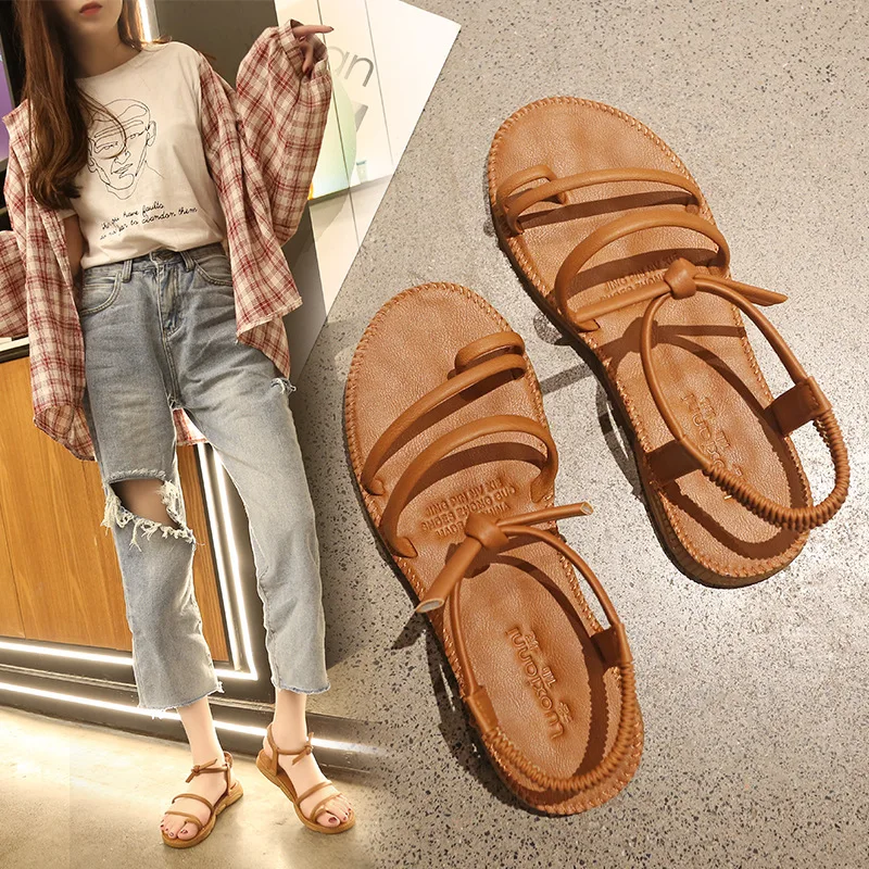 Женские босоножки летняя обувь женские сандалии на плоской подошве римские с