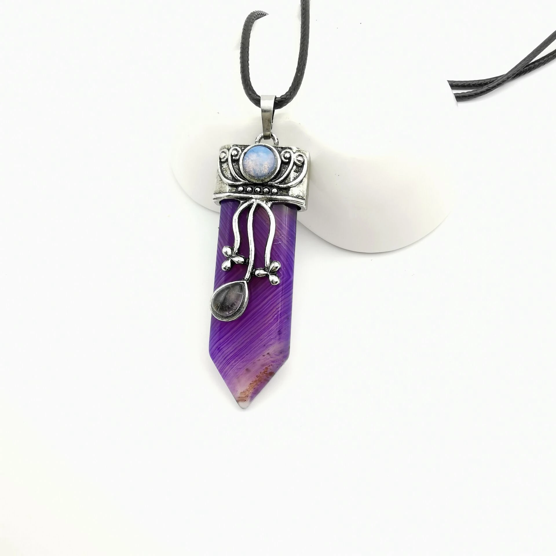 Reiki Natural Gem Stone Sword Pendants Pendulums Labradorite Pink Quartz Lapis Lazuli Black Obsidian Tiger Eye Jewelry 1PCS - Окраска металла: 10