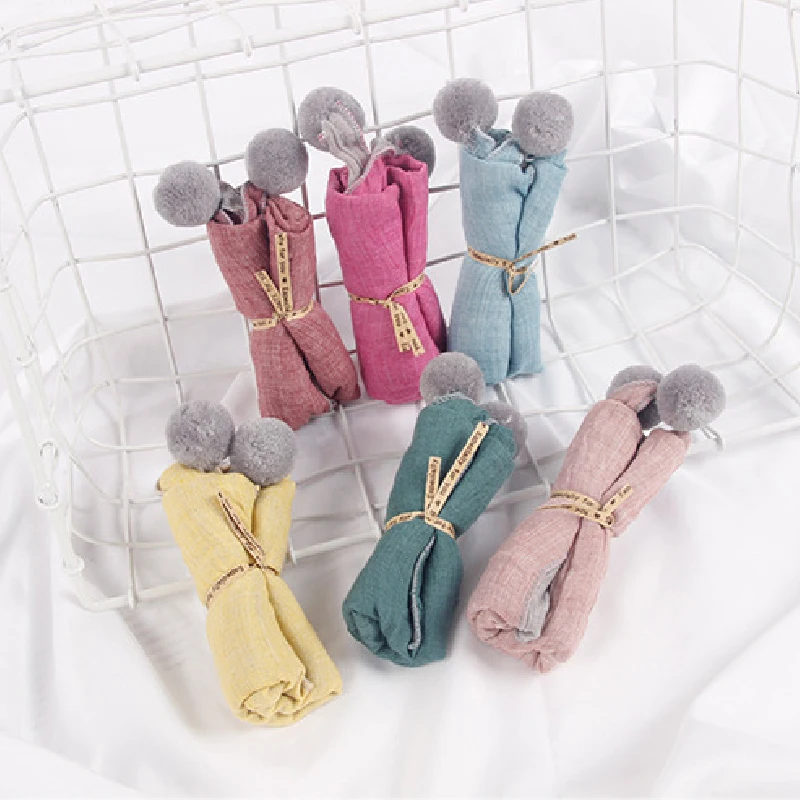 

Winter Kids Neck scarf Baby Cotton Triangle Scarves Pure Color warm scarf with cute ball Autumn Warm Bibs Scarf colorful scarf