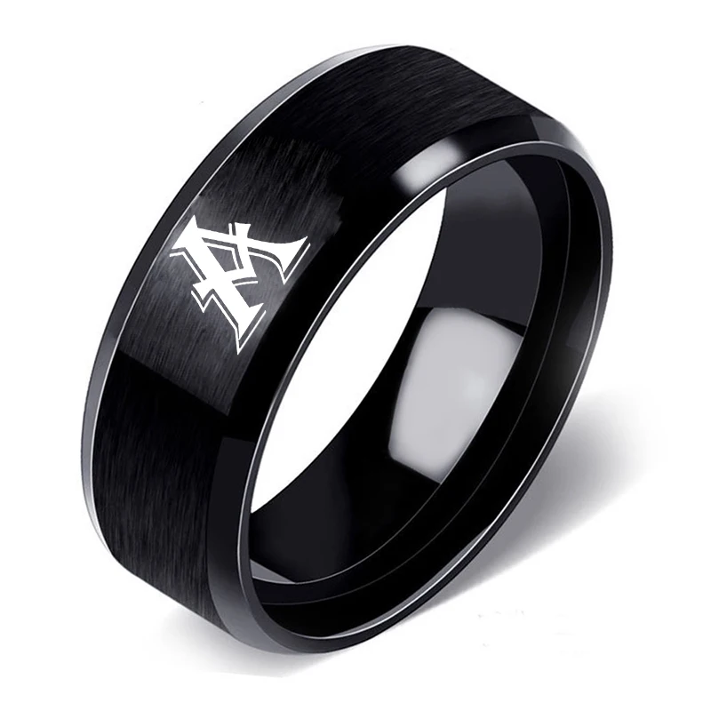 Оригинальное кольцо 8 мм выгравированное алфавит от A до Z вывеска из нержавеющей